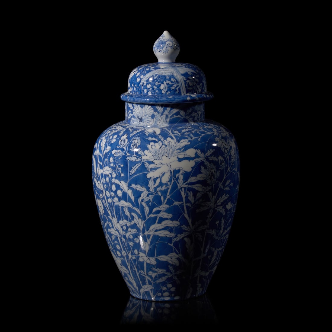 A Japanese Blue and White Porcelain Jar and Cover, Kawamoto Masakichi