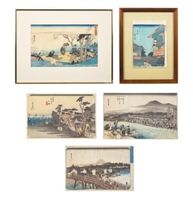Utagawa Hiroshige (Japanese, 1797-1858) Five Woodblock Prints