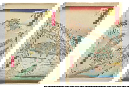 Utagawa Hiroshige (Japanese, 1797-1858) Two Woodblock Prints