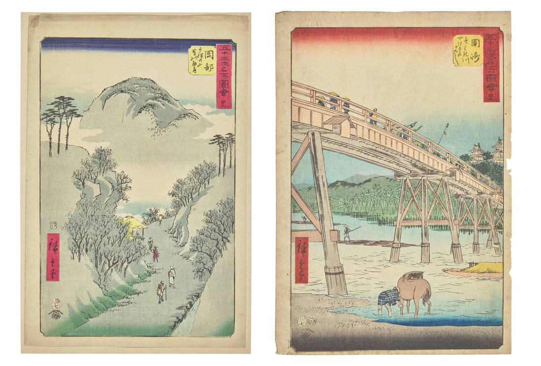 Utagawa Hiroshige (Japanese, 1797-1858) Two Woodblock Prints