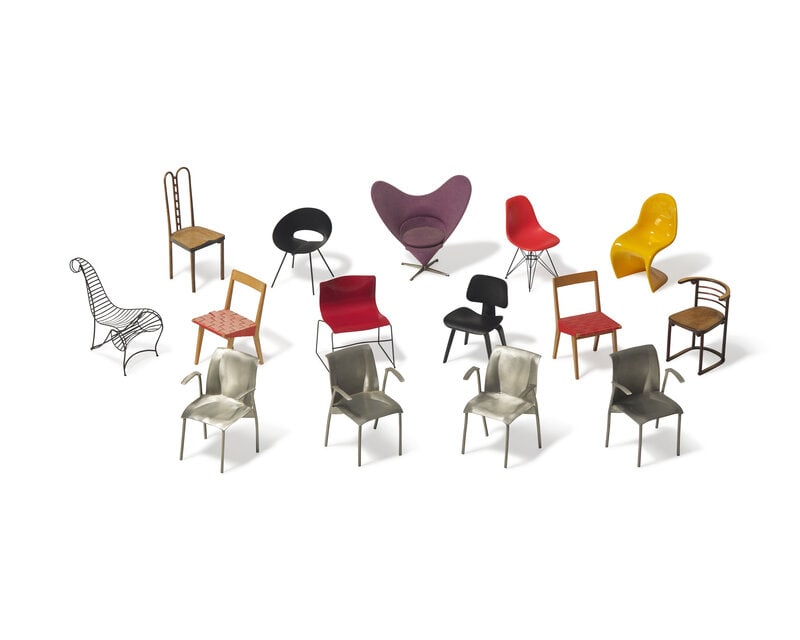 Vitra 
USA/Italy, late 20th to early 21st century
Group of Miniature Prototype and Production Chairs (1 of 3)