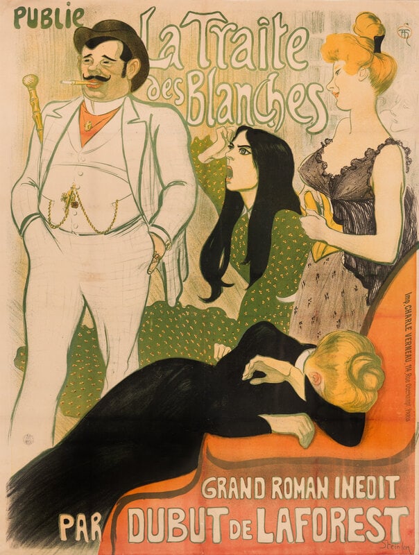 Theophile-Alexandre Steinlen (French, 1859-1923) Le Journal/La Traite des Blanches, 1899: Theophile-Alexandre Steinlen (French, 1859-1923) Le Journal/La Traite des Blanches, 1899 poster Sight: 65 x 50 inches. This lot is located in Chicago. Size Sight