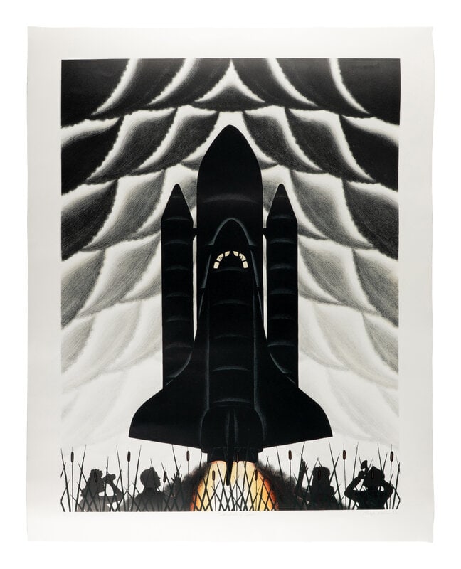 Roger Brown (American, 1941-1997) Cathedrals of Space, 1983: Roger Brown (American, 1941-1997) Cathedrals of Space, 1983 lithograph and silkscreen on paper signed, titled, dated, and numbered 31/65 in pencil 40 x 30 inches. This lot is located i