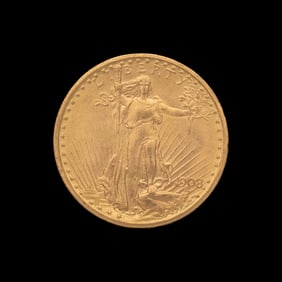 A 1908 Saint Gaudens $20 Gold Coin
