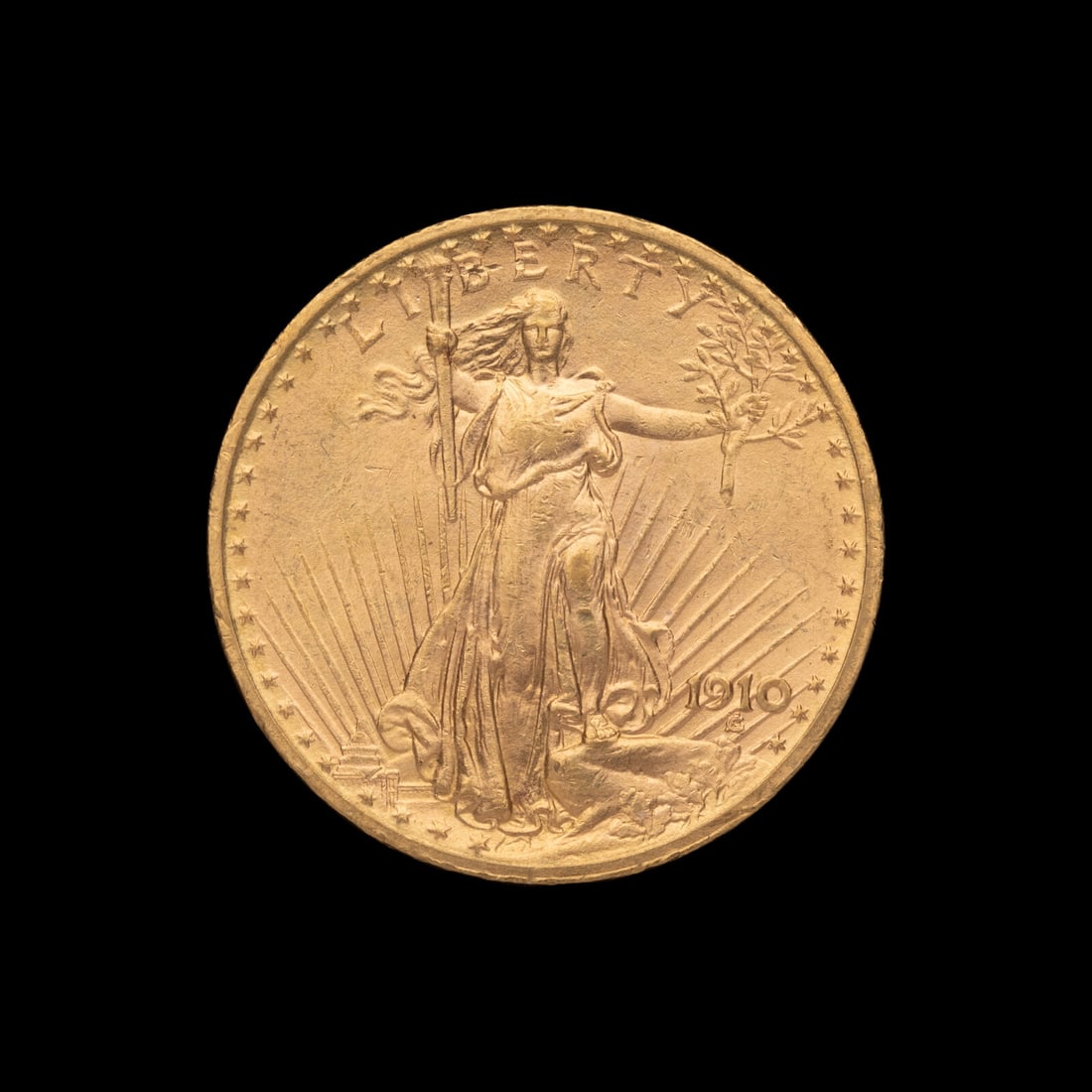 A 1910 Saint Gaudens $20 Gold Coin: A 1910 Saint Gaudens $20 Gold Coin This lot is located in Chicago.