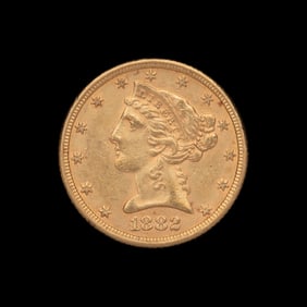 An 1882 Liberty Head $5 Gold Coin