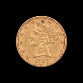 An 1882 Liberty Head $5 Gold Coin
