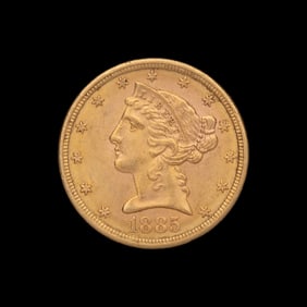 An 1885-S Liberty Head $5 Gold Coin