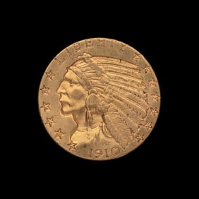 A 1910 Indian Head $5 Gold Coin