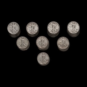 A Collection of Seventy-Six Walking Liberty 50c Coins