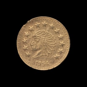 [CALIFORNIA FRACTIONAL GOLD] An 1854-Dated 1/2 Dollar Gold Coin (0.5g)