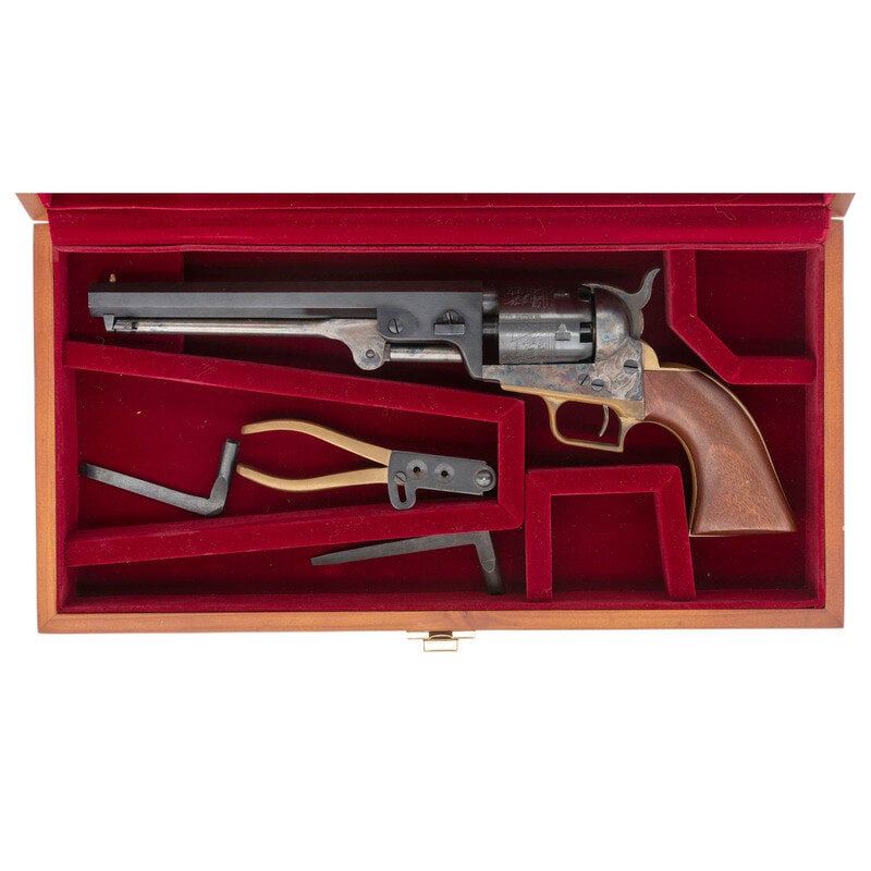 Cased Italian Replica Colt 1851 Navy Percussion Revolver with Accessories (1 of 2)