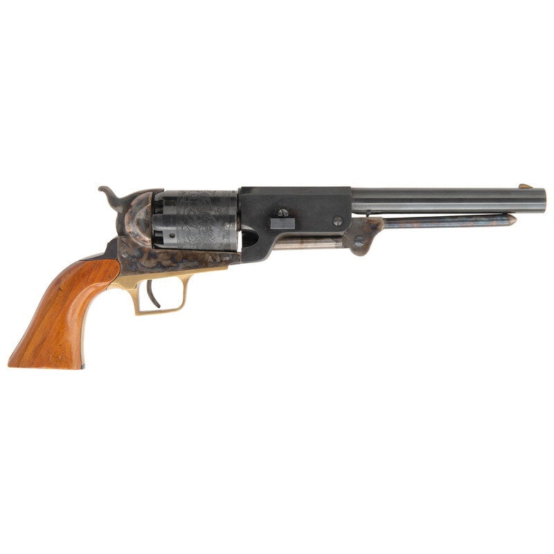 Italian Replica Colt Walker Percussion Revolver: Italian Replica Colt Walker Percussion Revolver .44 Cal. 9.125" barrel length. SN: 32. Blued and casehardened metal finish with brass forward gripstrap and one piece varnished wood grips. Single actio