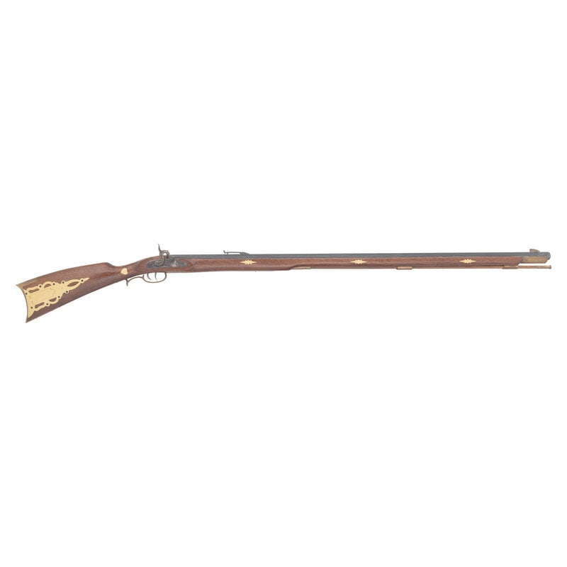 Traditions Replica Pennsylvania Percussion Rifle: Traditions Replica Pennsylvania Percussion Rifle .50 caliber. 40.375" pinned octagonal barrel. SN: 14-13-033720-01. Blued finish, color casehardened lock and hammer, brass furniture, full-length hardw