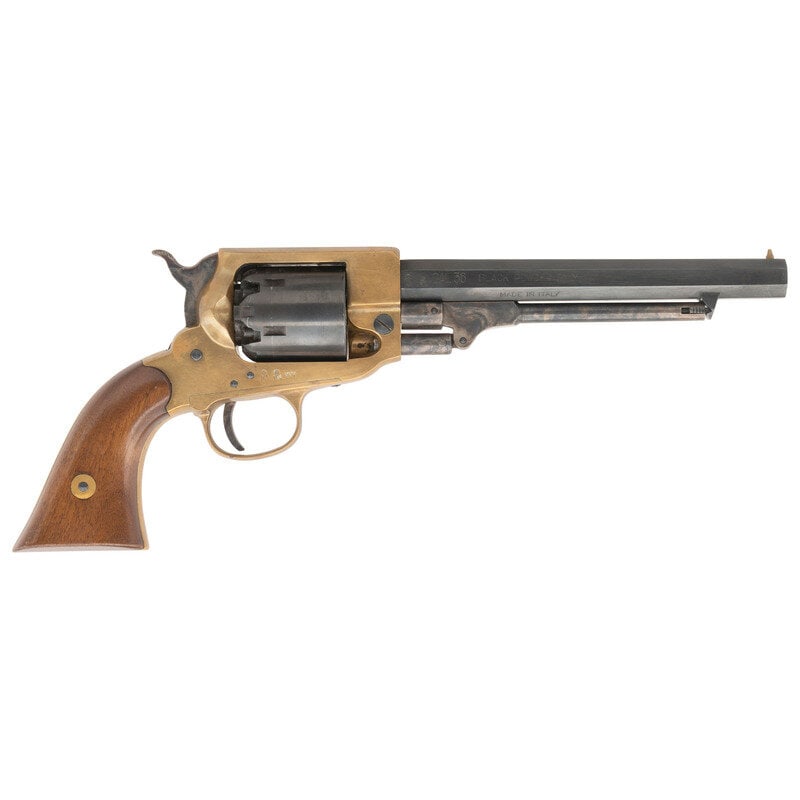 Richland Arms Co. Replica Spiller & Burr Revolver: Richland Arms Co. Replica Spiller & Burr Revolver .36 Cal. 7" barrel length. SN: 1406. Blued finish with brass frame and triggerguard and casehardened small parts mounting varnished walnut two-pie