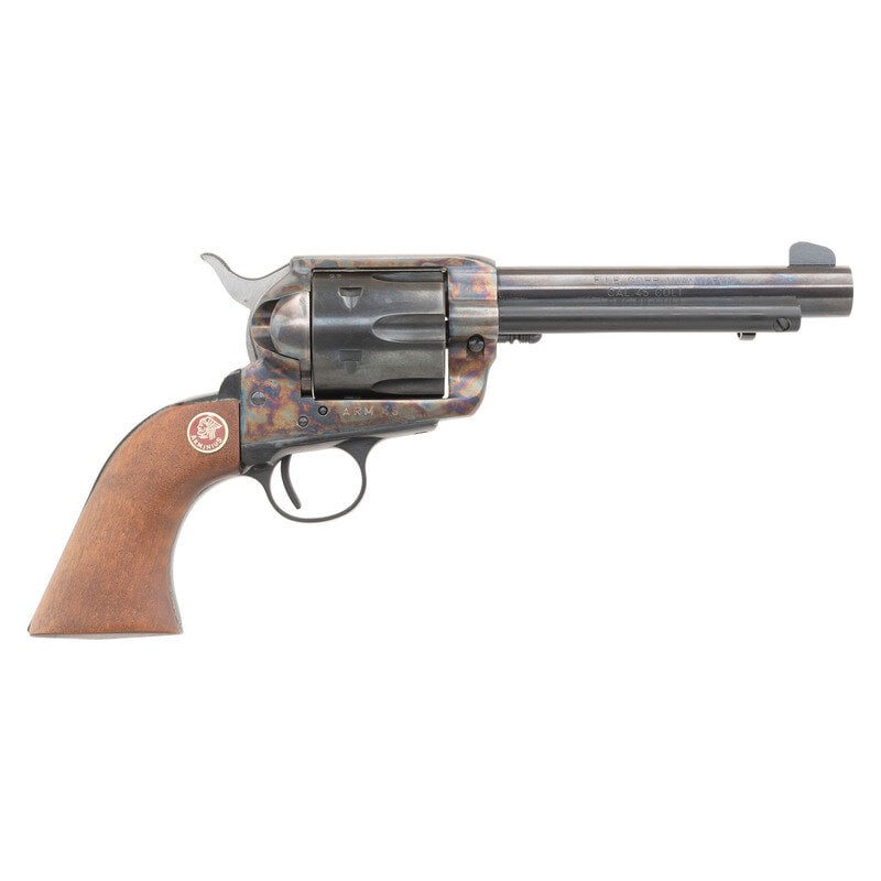 *Arminius Model .45 Colt Revolver: *Arminius Model .45 Colt Revolver .45 Long Colt. 5.5" barrel length. SN: P8631. Blued finish with case colored frame and polished hammer flanks mounting smooth ARMINIUS logo walnut grips and fixed fro