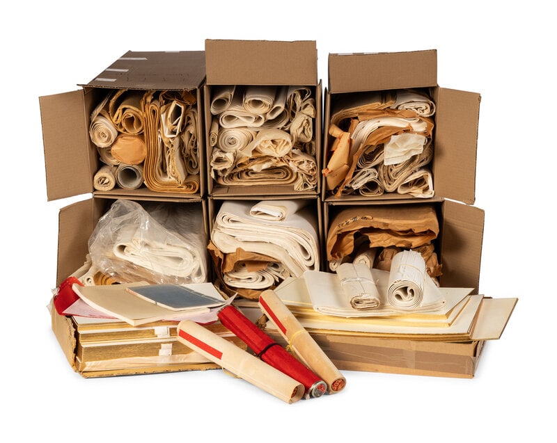 A Large Group of Chinese Xuan Paper 書畫宣紙、灑金牋: A Large Group of Chinese Xuan Paper 書畫宣紙、灑金牋一大組 Various-sized Property from the Estate of