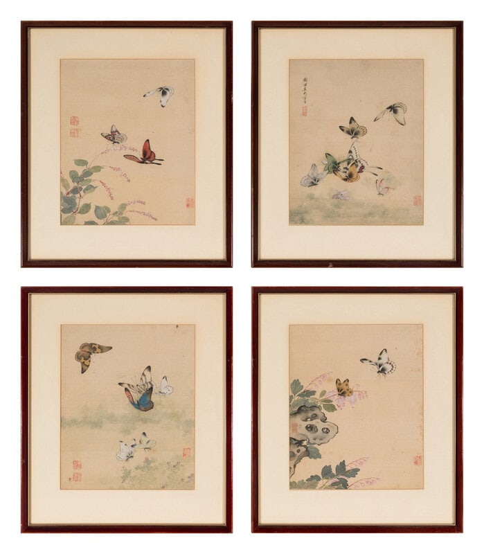 Four Chinese Paintings Depicting Butterflies  (1 of 7)