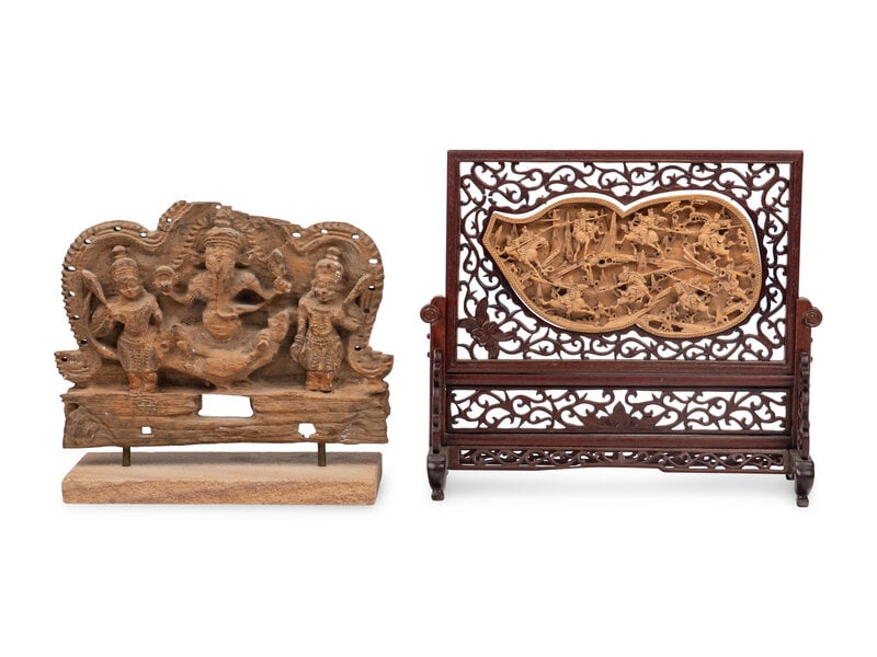 Two Asian Wood Carvings 木雕兩件 (1 of 2)