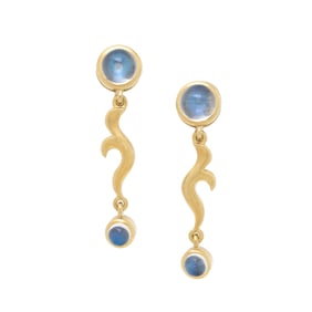 ELIZABETH RAND, MOONSTONE AND YELLOW GOLD PENDANT EARRINGS