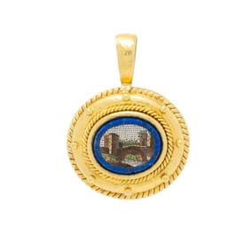 YELLOW GOLD AND MICROMOSAIC PENDANT