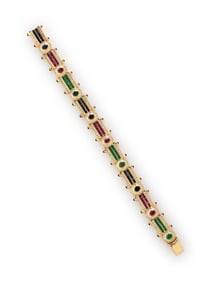 MULTIGEM, DIAMOND, AND YELLOW GOLD BRACELET