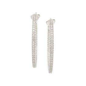 PAUL MORELLI, DIAMOND AND WHITE GOLD INDIFR OUT HOOP EARRINGS