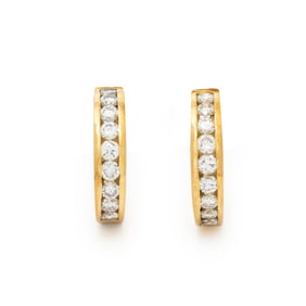 YELLOW GOLD AND DIAMOND HOOP EARRINGS