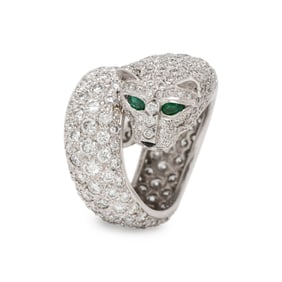 WHITE GOLD AND DIAMOND BYPASS PANTHER RING