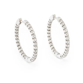 DIAMOND AND WHITE GOLD INSIDE-OUT HOOP EARRINGS