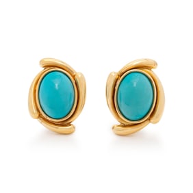 YELLOW GOLD AND TURQUOISE EARRINGS