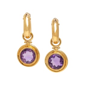 AMETHYST AND YELLOW GOLD EARRINGS