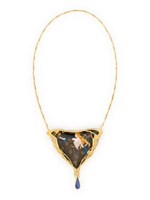 LARISSA PODGORETZ, ENAMEL, BOULDER OPAL, AND YELLOW GOLD PENDANT NECKLACE