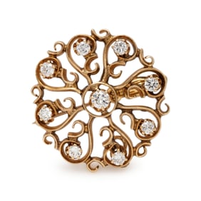 YELLOW GOLD AND DIAMOND SNOWFLAKE PIN