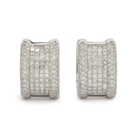 DIAMOND AND WHITE GOLD HOOP EARRINGS