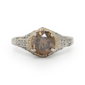 BROWN DIAMOND AND DIAMOND RING