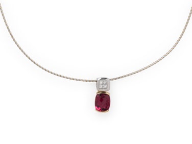 TOURMALINE, DIAMOND, AND BICOLOR GOLD PENDANT NECKLACE