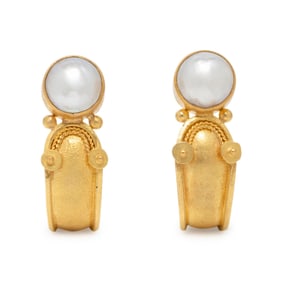 MABÉ PEARL AND HIGH KARAT GOLD EARRINGS