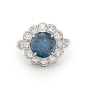 TREATED BLUE DIAMOND AND DIAMOND RING