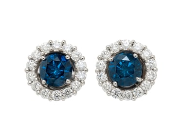TREATED BLUE DIAMOND EARRINGS WITH DIAMOND JACKETS