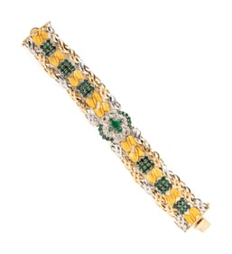 BICOLOR GOLD, EMERALD, AND DIAMOND BRACELET