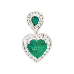 COLOMBIAN EMERALD AND DIAMOND HEART PENDANT