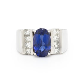 WHITE GOLD, TANZANITE, AND DIAMOND RING