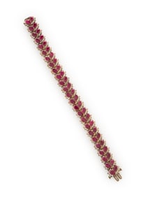 GLASS-FILLED RUBY AND DIAMOND BRACELET
