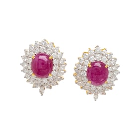 RUBY, DIAMOND, AND YELLOW GOLD EARRINGS