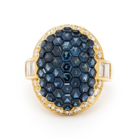 LEVIAN, SAPPHIRE AND DIAMOND RING