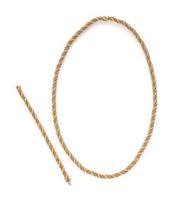 ITALIAN, BICOLOR GOLD CONVERTIBLE ROPE CHAIN NECKLACE AND BRACELET