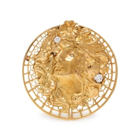 DIAMOND AND YELLOW GOLD BROOCH