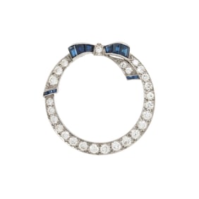 DIAMOND AND SAPPHIRE WREATH BROOCH