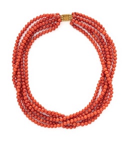 CORAL BEADED NECKLACE
